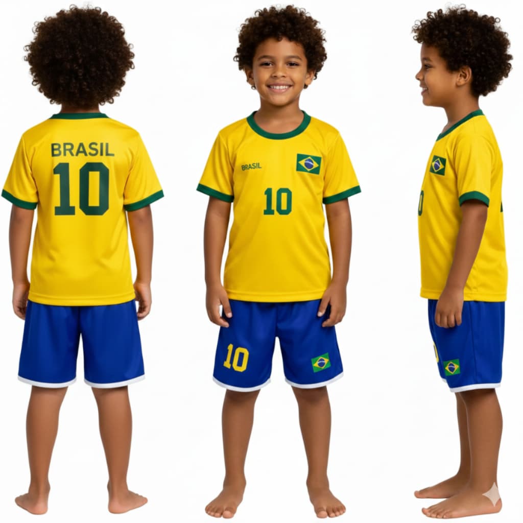 Conjunto Infantil do Brasil - Camiseta Infantil do Brasil + Bermuda Infantil do Brasil