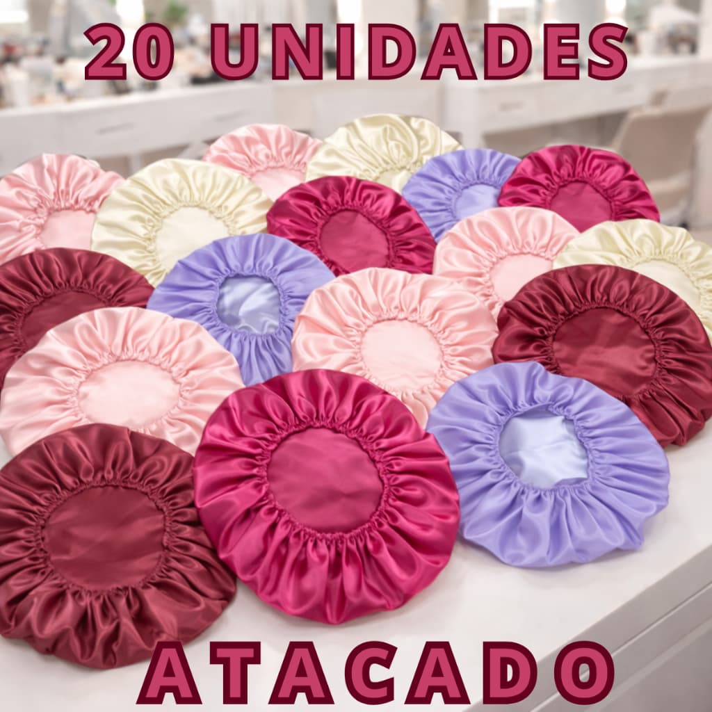 kit 20 unidades Toucas de Cetim Antifrizz Banho Cores Sortidas Atacado Envio Imediato