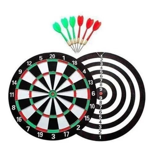 Jogo de Dardos Profissional com Alvo Dupla Face 30cm, 6 Dardos Inclusos, Colorido