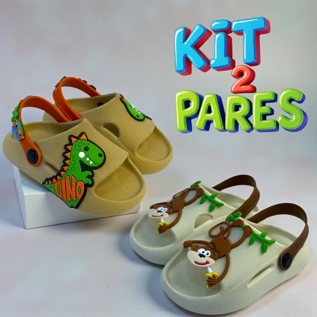 KIT 2 PARES CHINELO NUVEM INFANTIL PARA MENINOS ESTILOSOS CONFORTAVEL