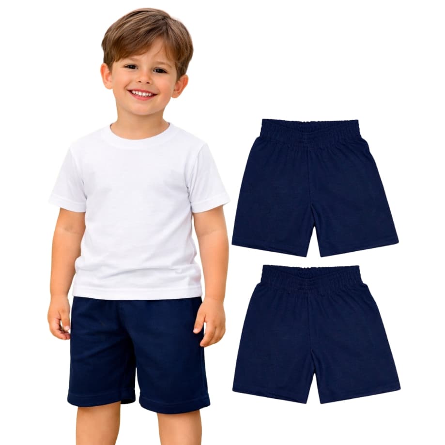 Kit 2 Bermuda Escolar Menino Infantil