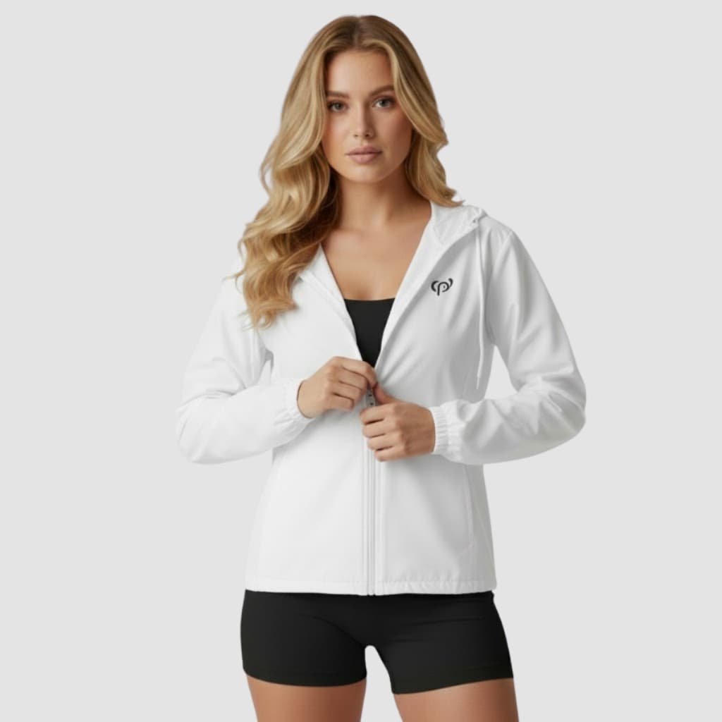 Jaqueta Corta Vento Feminina Impermeável Academia Capuz Soft Anti Odor Leve Feminino Fitness Casual