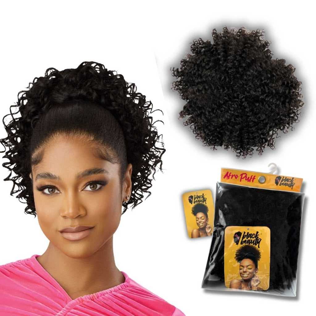 Coque Cabelo Afro Puff Fibra Orgânica Cacheado Premium definido pentes internos