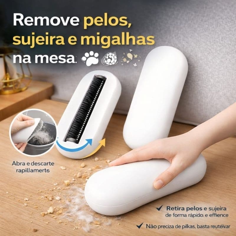 Escova Mágica Papa Migalhas Branca – Limpeza Rápida e Prática para Sofás e Roupas