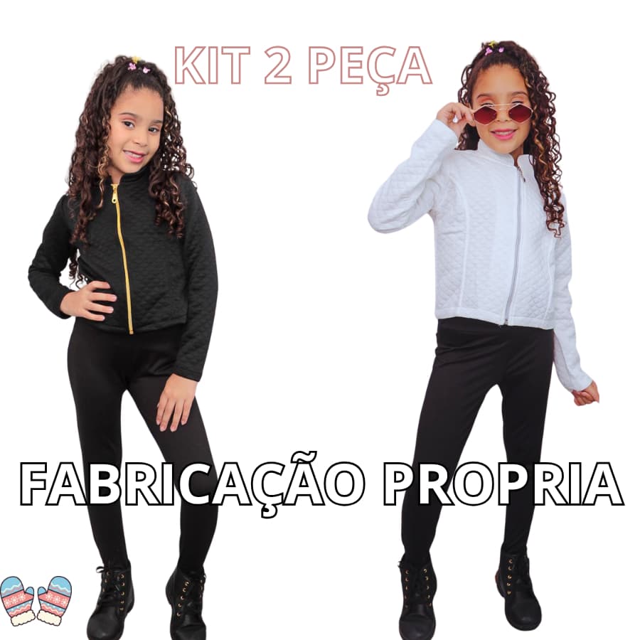 KIT 2 Jaquetas Bombers Infantil Juvenil Menina Metalasse Casaco de Frio Manga Longa 6 a 14