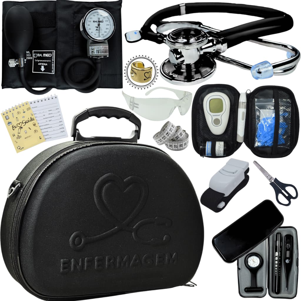 Kit Enfermagem Maleta Exclusia Top Estagio Estetoscopio Aparelho De Pressao