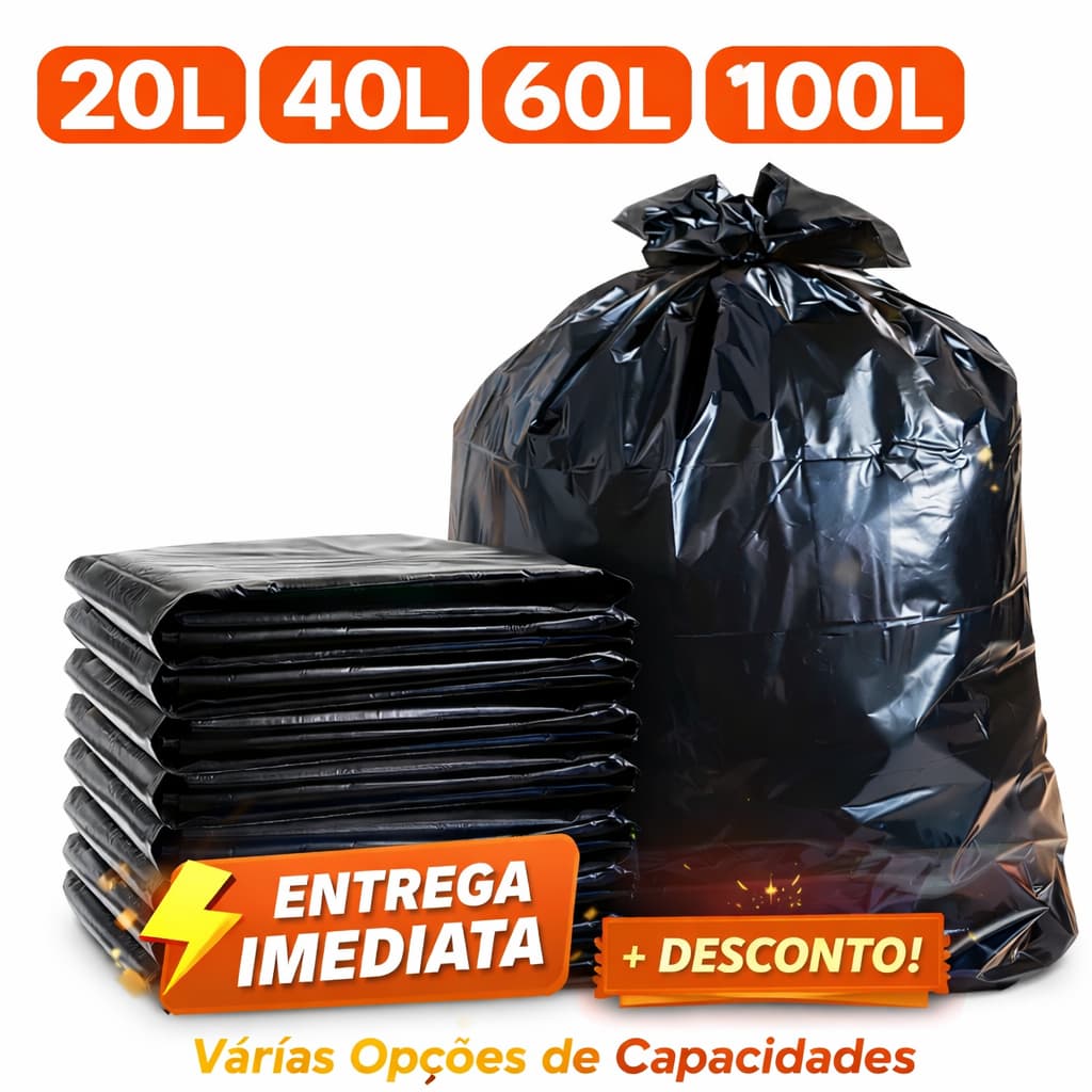 Saco de Lixo Resistente 20L/40L/60L/100L Atacado 100 unidades Direto da Fábrica