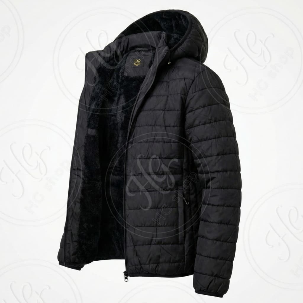 Jaqueta Puffer Masculina Forrada Com Pelúcia Premium Capuz Removível