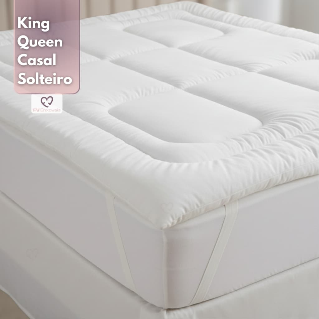 Pillow Top Casal 400 Fios Protetor de Colchão Queen Extra Macio Premium Com Elástico Solteiro e King