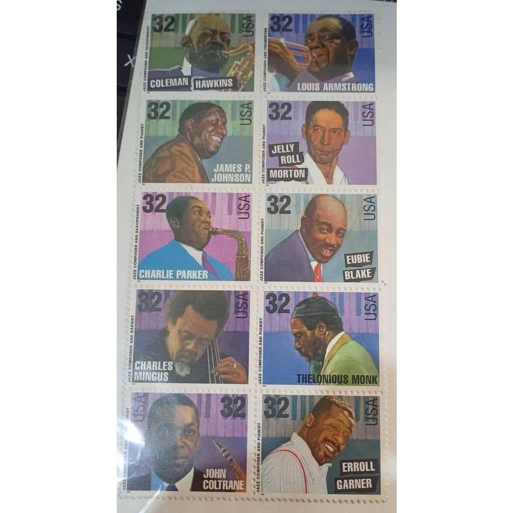 EUA 1995 – Série Jazz – Bloco com 10 Selos (32¢)