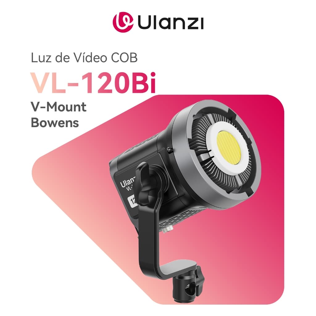 ULANZI VL-120Bi Luz de Vídeo COB 120W Bi-Color, V-Mount, Bowens, Controle por App, para Foto e Vídeo