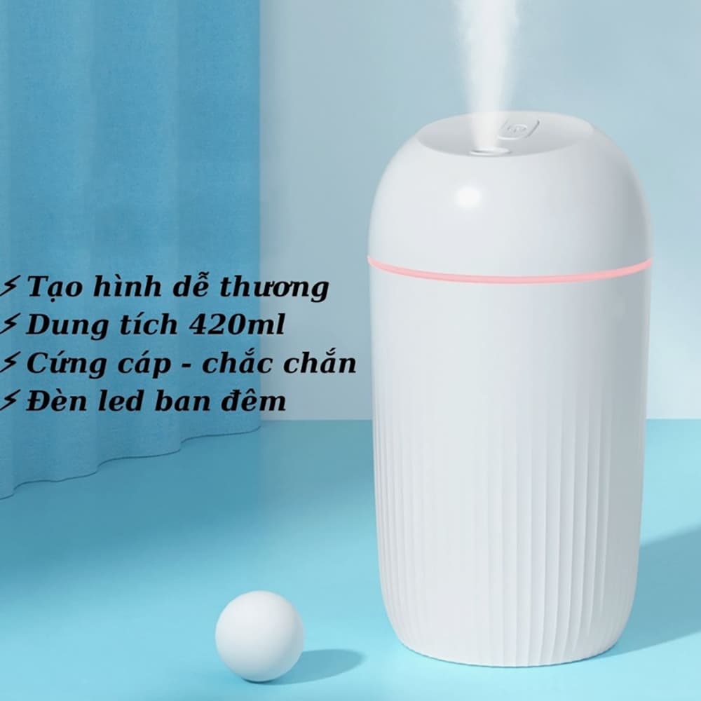 Umidificador De Ar E Aromatizador De Ambiente Com Led Ultrassônico Para Quarto 420ML