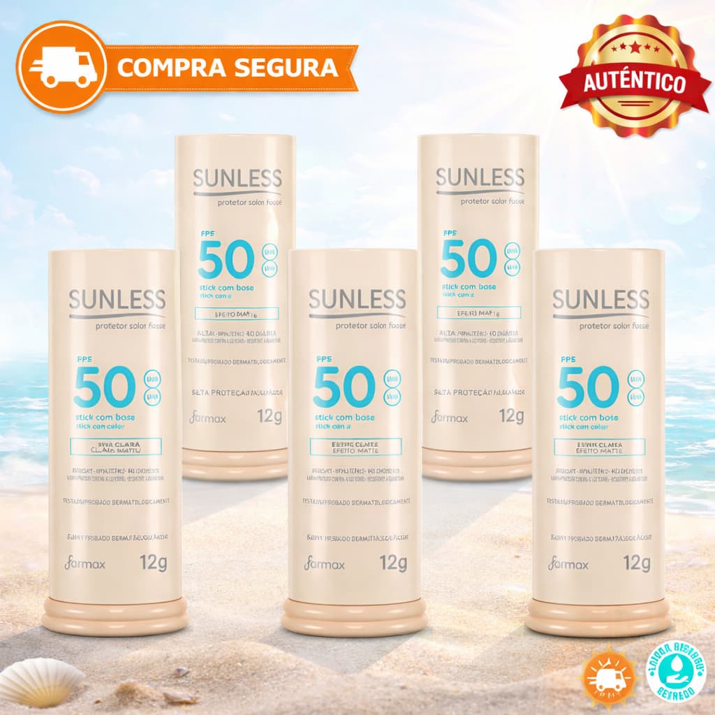 Protetor Solar Facial em Bastão com Base FPS 50 Efeito Matte Sunless Stick Envio Imediato