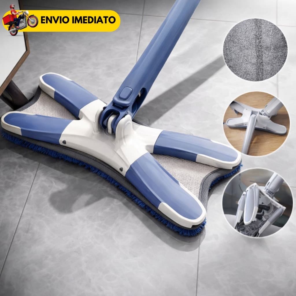 Mop Dobrável 360° Esfregão Multiuso com Refil Microfibra Rodo Mágico Limpeza Pesada Piso Azulejo Laminado