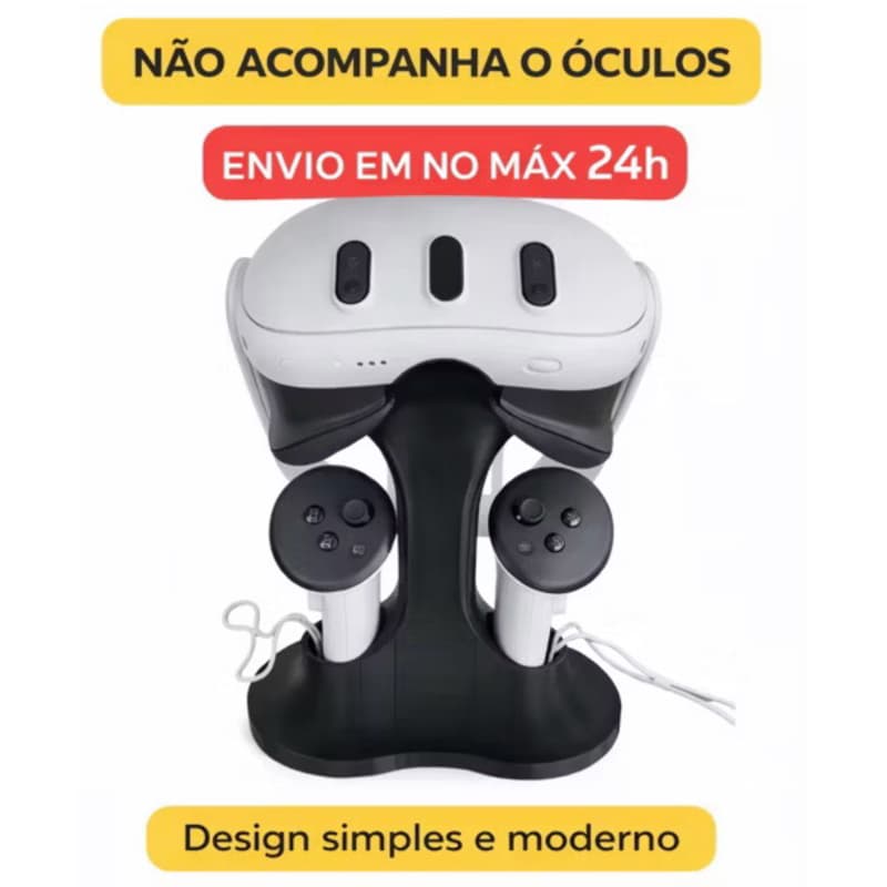 Suporte Meta Quest 3 e Quest 3S Stand Base Preto ou Branco – Organizador de Mesa Premium p/ Óculos VR e Controles