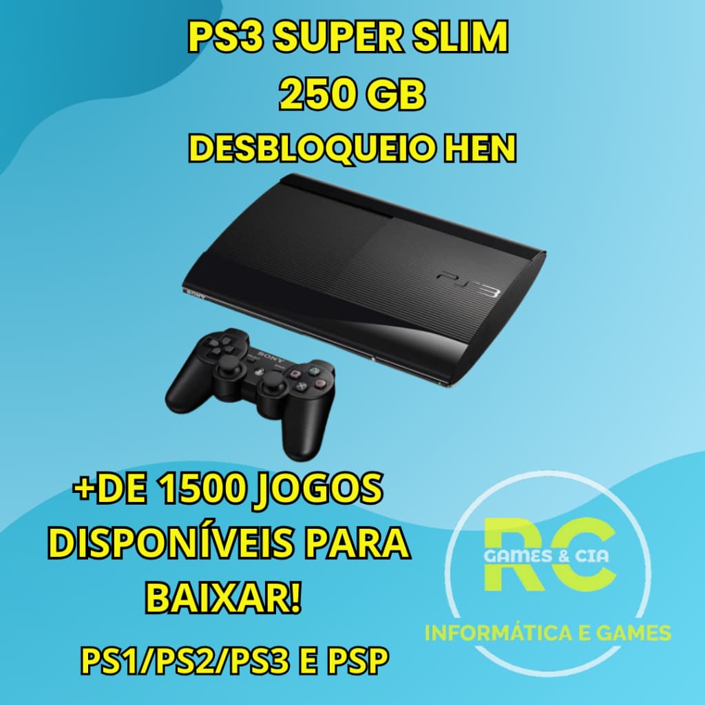 PS3 - PLAYSTATION 3 1500 JOGOS DESBLOQUEIO HEN