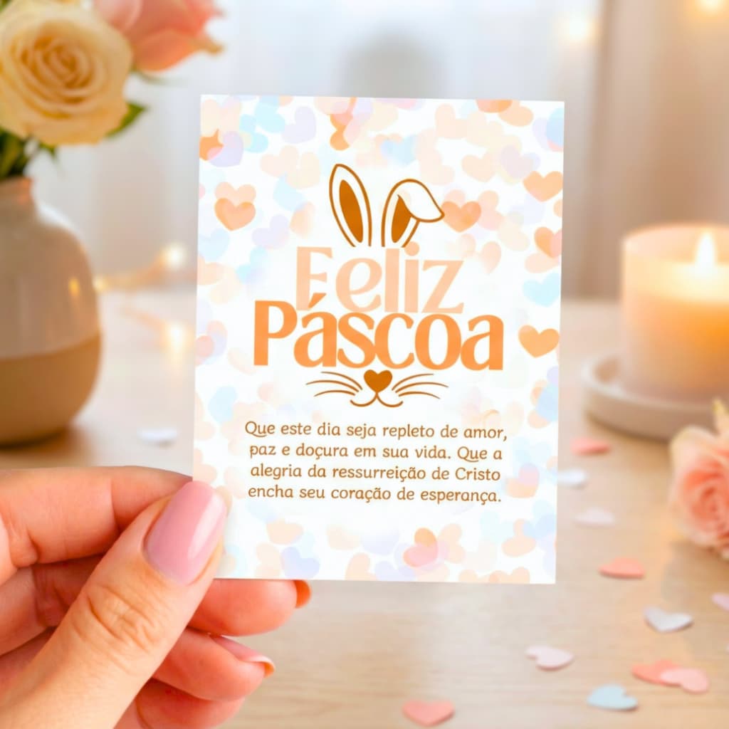 Cartões Feliz Páscoa, Cliente, Mimo, Pedidos - Coelhinho Laranja