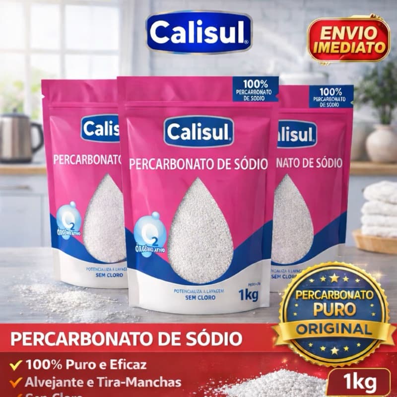 Percarbonato de Sodio Calisul -  100% Pure  - Tira Manchas Roupas Brancas e Coloridas