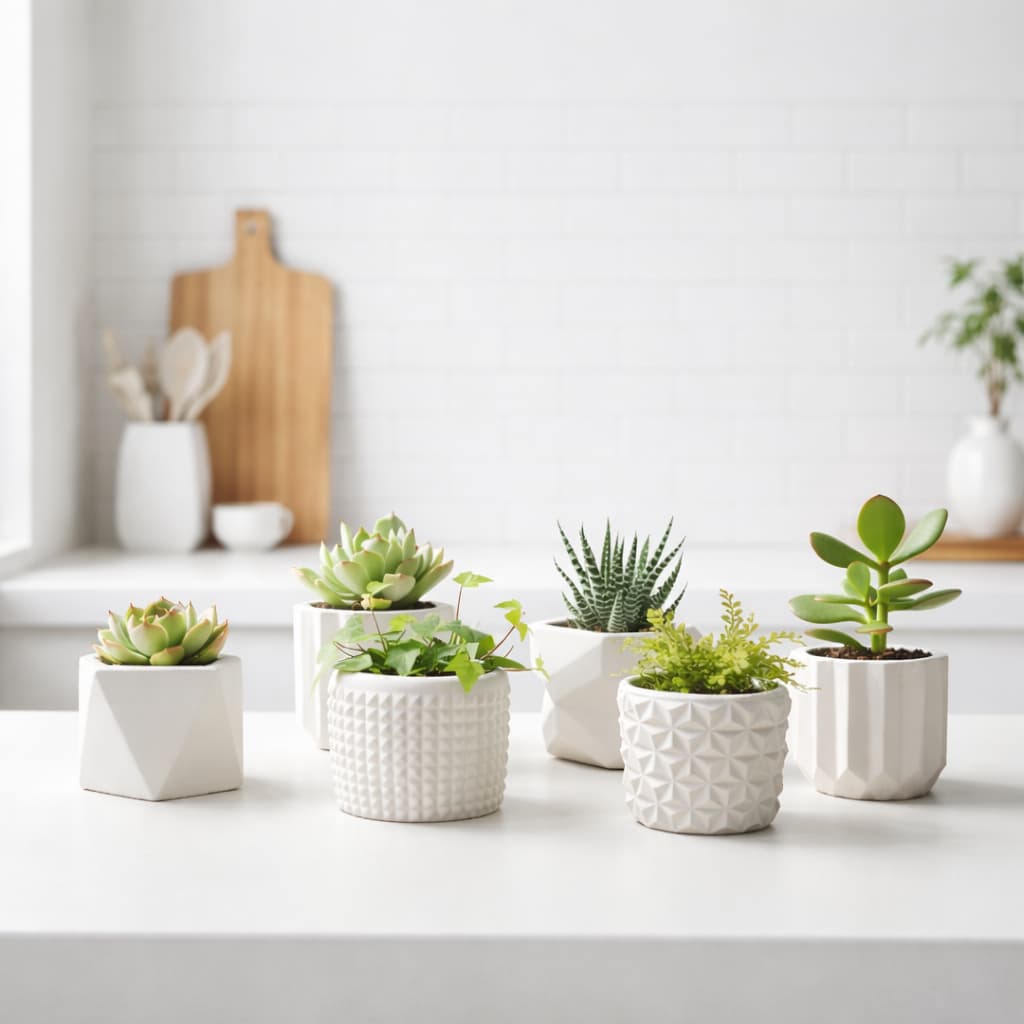 Vaso Decoracao - Kit até 8 Unidades Com ou Sem Planta - Mesa, Estante, Rack, Nicho