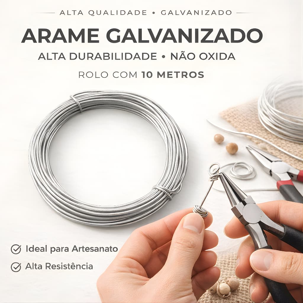 Arame Galvanizado Para Artesanato Rolo Com 10 Metros