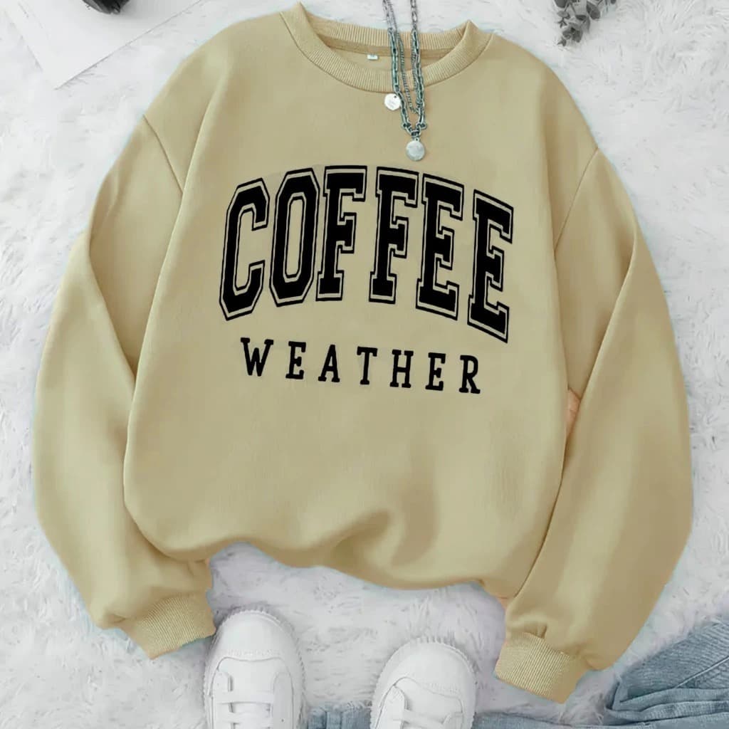 POLAR BEAR Careca Moletom Inverno Algodão Estampado Coffee Wearther