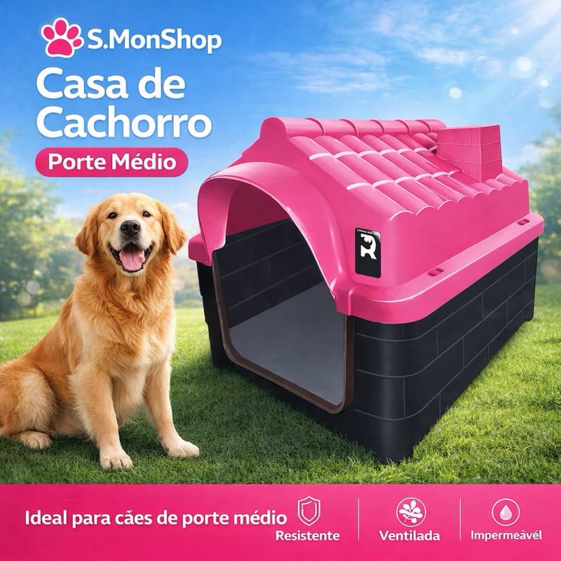 Casa De Cachorro N7 Porte Médio | Proteção do Sol e Ambiente Amigo