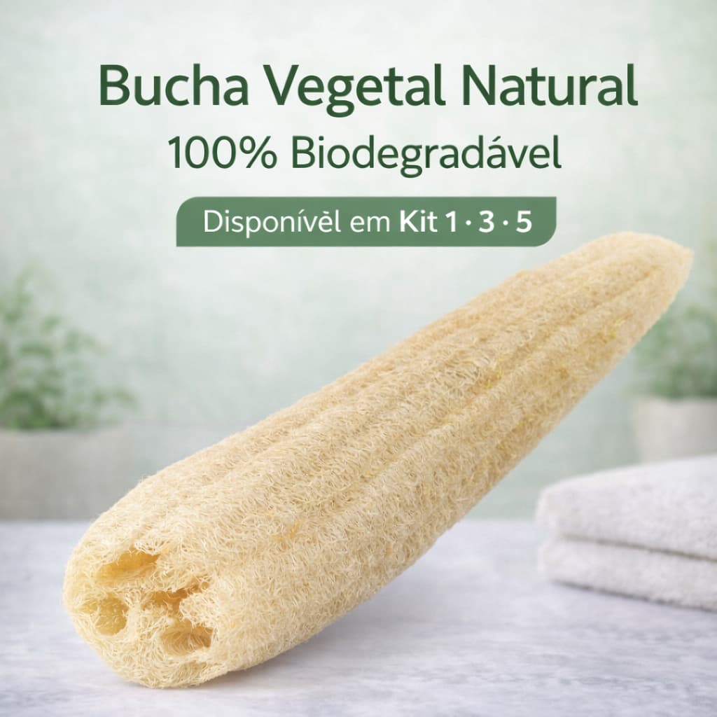 Bucha Vegetal Natural Inteira 100% Biodegradável Banho e Limpeza Kit 1 3 ou 5 Un