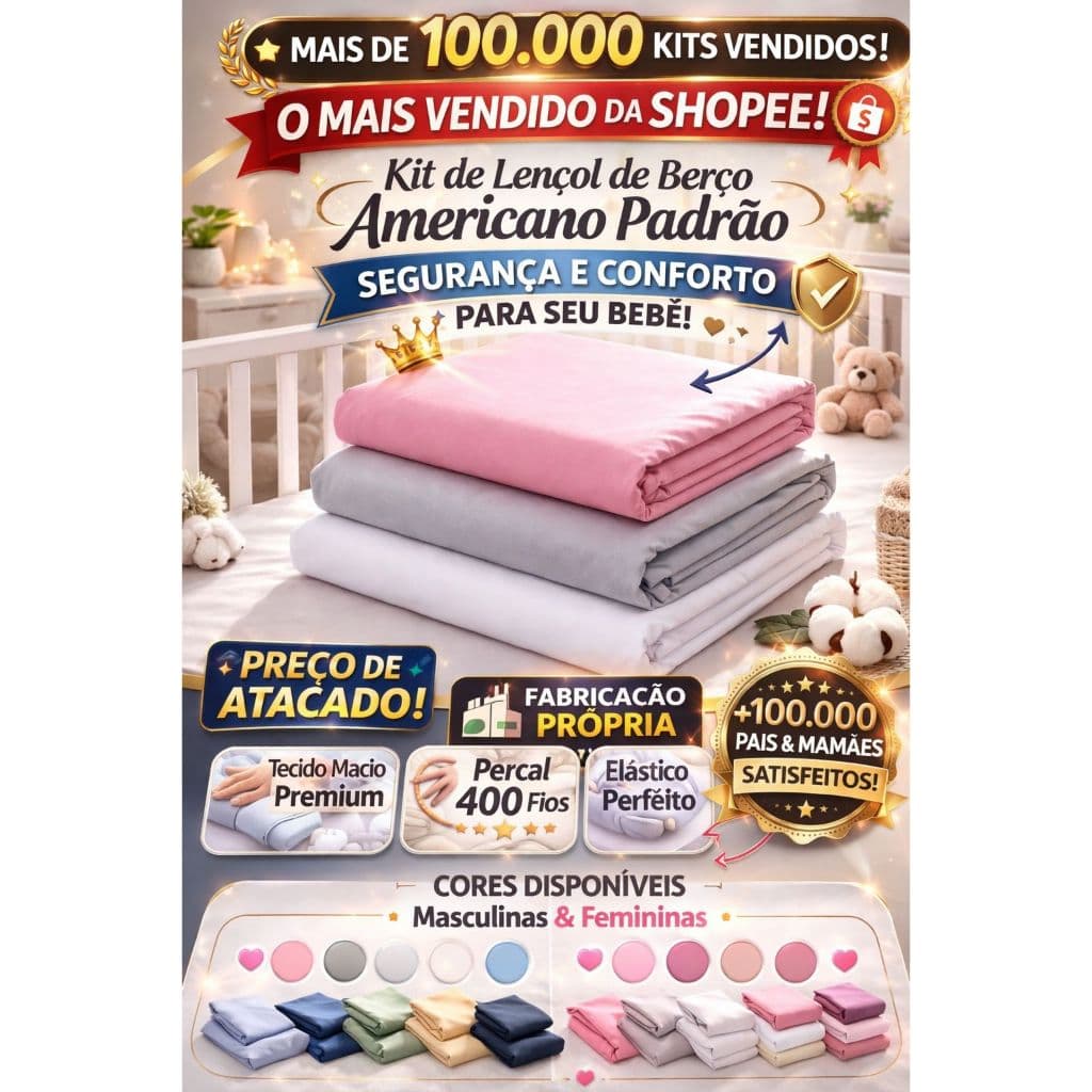 Kit 3 Lençol Berço Americano 130x70cm Avulso Infantil Feminino e Masculino Microfibra