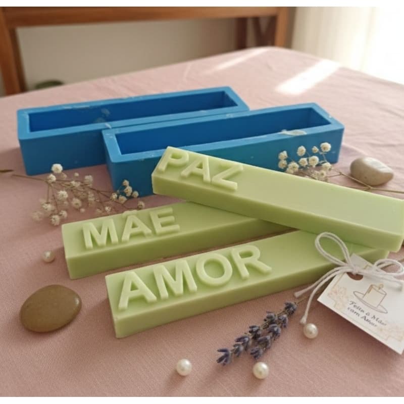 FORMA DE SILICONE PARA VELA FRASES/DESEJOS/INTENÇÕES 14x2,5x2,5