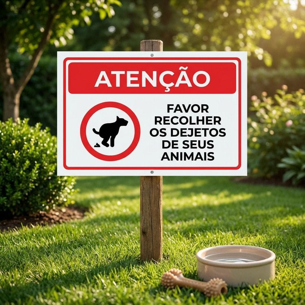 Placa Sinalização Favor Recolher os Dejetos de Seus Animais 30x20cm Recolha Cocô Cachorro