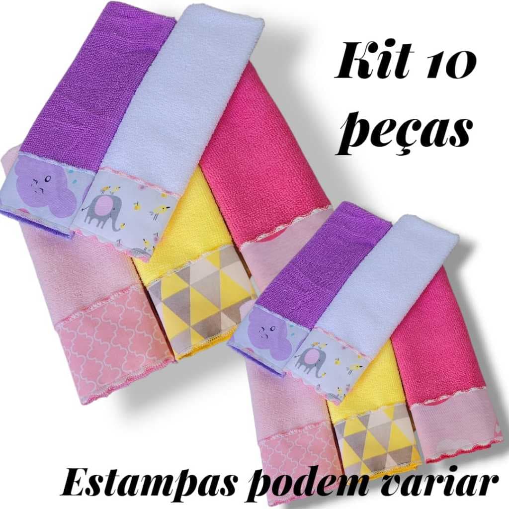 Kit Enxoval Premium Em Algodão Misto Para o Bebê Maciez e Absorção opções em 03/05/06/10 Unidades