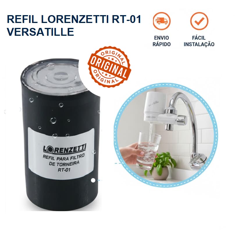 Refil Filtro Lorenzetti Versatille RT01 RT-01 Original 7411007 Vela Purificador Água