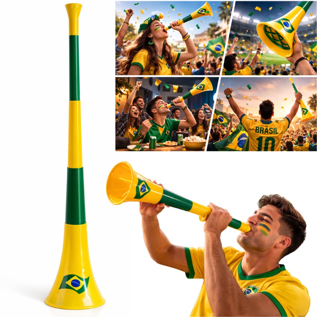 Vuvuzela Copa Corneta De Assopro Grande Alta Jogo Brasil Amarelo Verde Copa do Mundo 2026