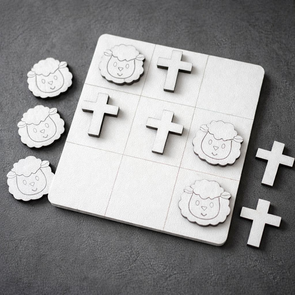 Kits Jogo Da Velha Educativo Infantil Em MDF Ovelha Cruz Páscoa