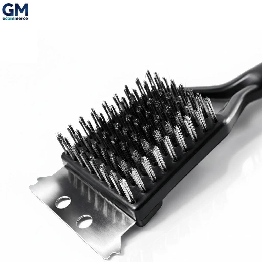 Escova Limpa Grelha Churrasqueira Cerdas Aco Reforcada Raspador Churrasco Remocao Gordura Pesada