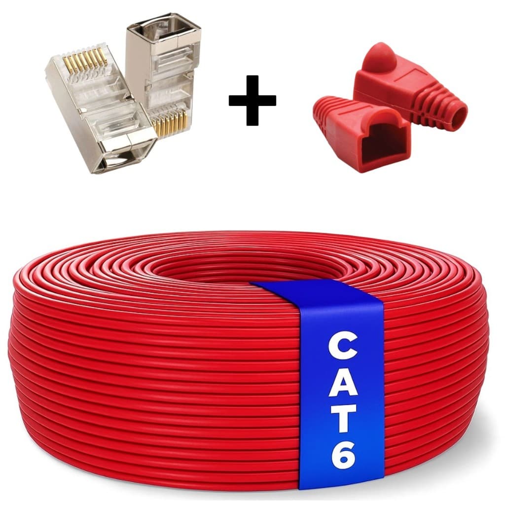 Cabo de Rede CAT6 Alta Velocidade Giga Metragens 25m - 50m - 70m - 100m Pronta Entrega Envio Imediato