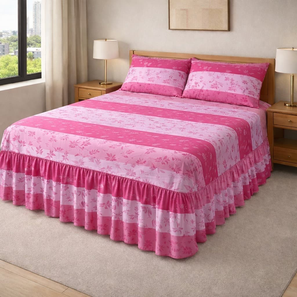 Kit Colcha casal Queen com babado Toque de Algodão Aveludado com 2 portas travesseiros Super *Oferta