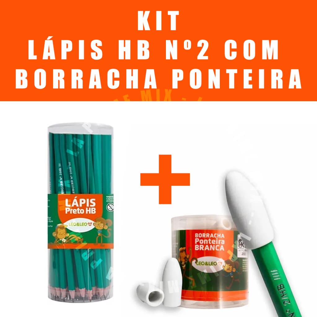Kit 20 ou 50  Lápis de  Escrever HB N°2  Sextavado + Borrachas Ponteira  Material Escolar Escritorio