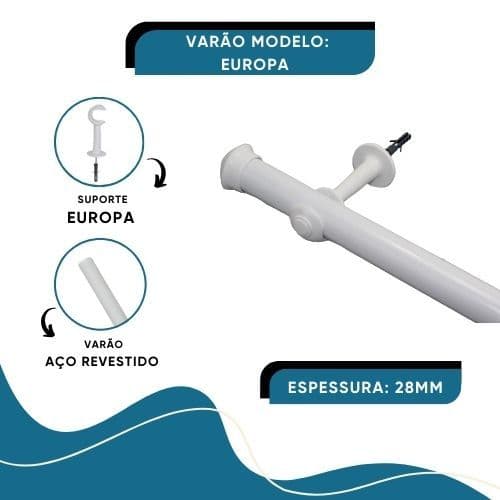Varão Para Cortina 1,60 Metros 28Mm Europa Cores Variadas