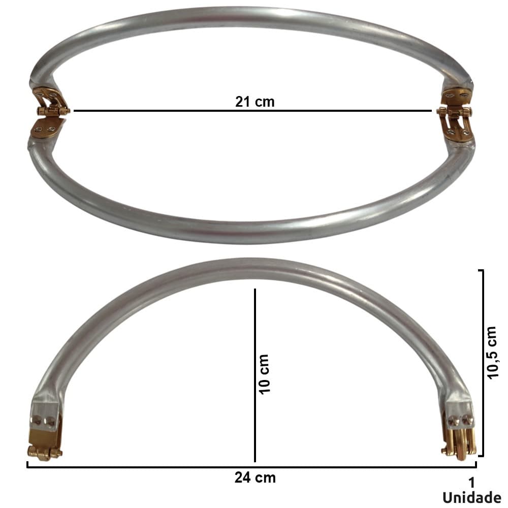 Fecho tubular ou boca de lobo oval de 24x10 cm para bolsa de crochê e tricô dvp89-0310-44