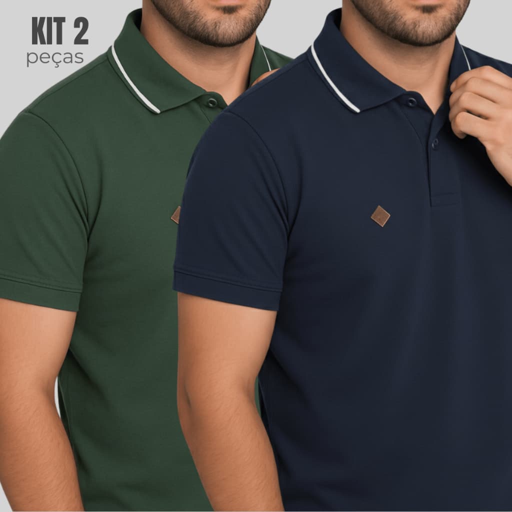 KIT 2 Camisa Gola Polo Alta Qualidade 100% Algodão Camiseta Básica Masculina  Diversas Cores