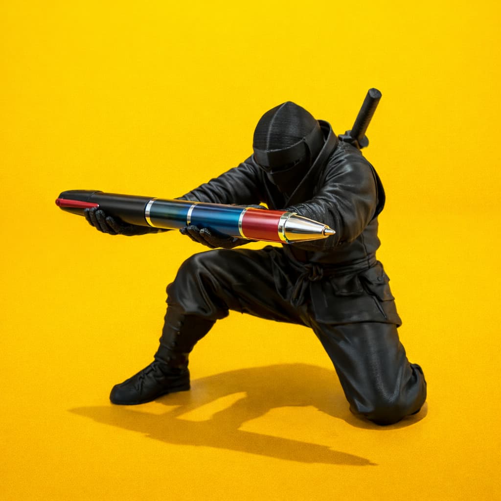 Porta Caneta Ninja – Suporte Decorativo Criativo para Mesa, Escritório ou Home Office