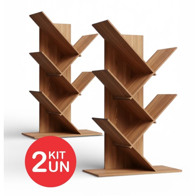 Kit 2 Suporte de Livros Organizador de Livro em MDF Estante Escritório