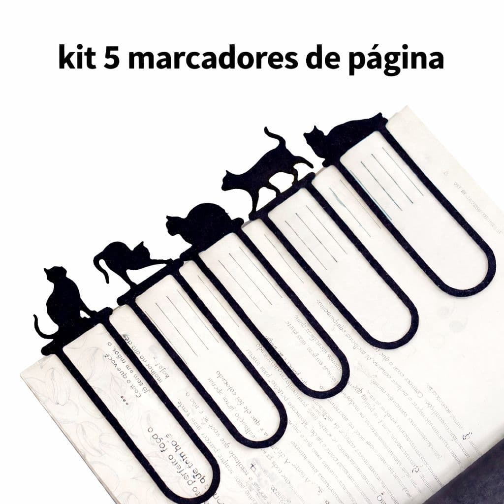 Kit 5 Marcadores de Página Gatinho