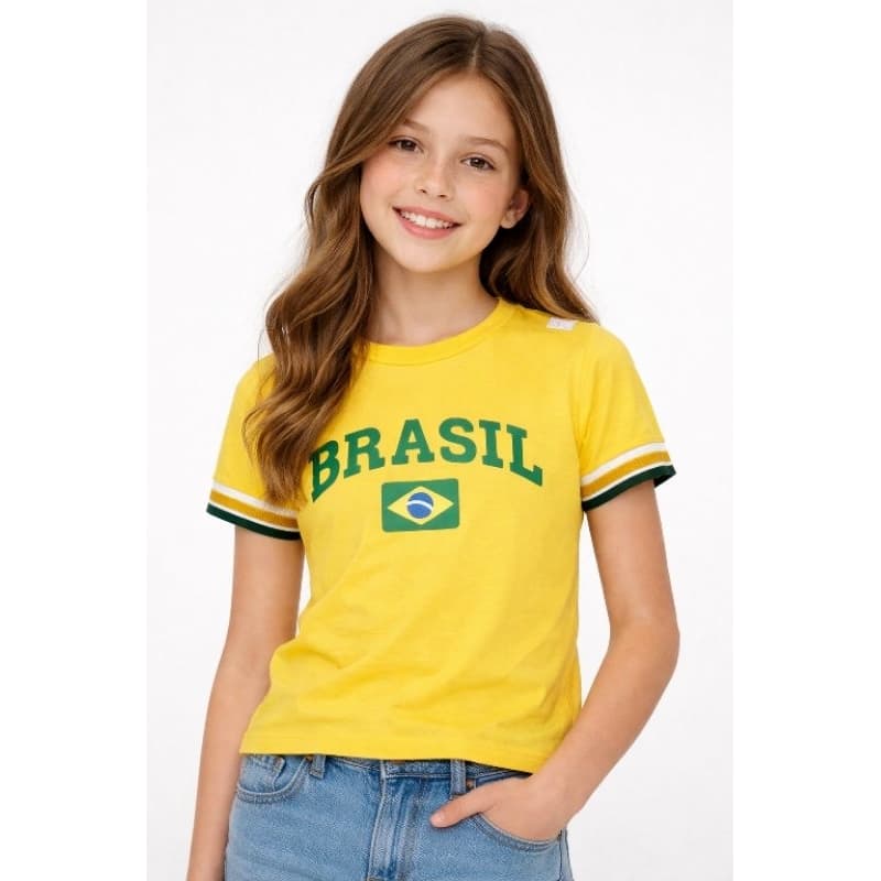 Blusinha T-Shirts Juvenil Brasil em Viscolycra – T-Shirt Feminina 6 ao 16