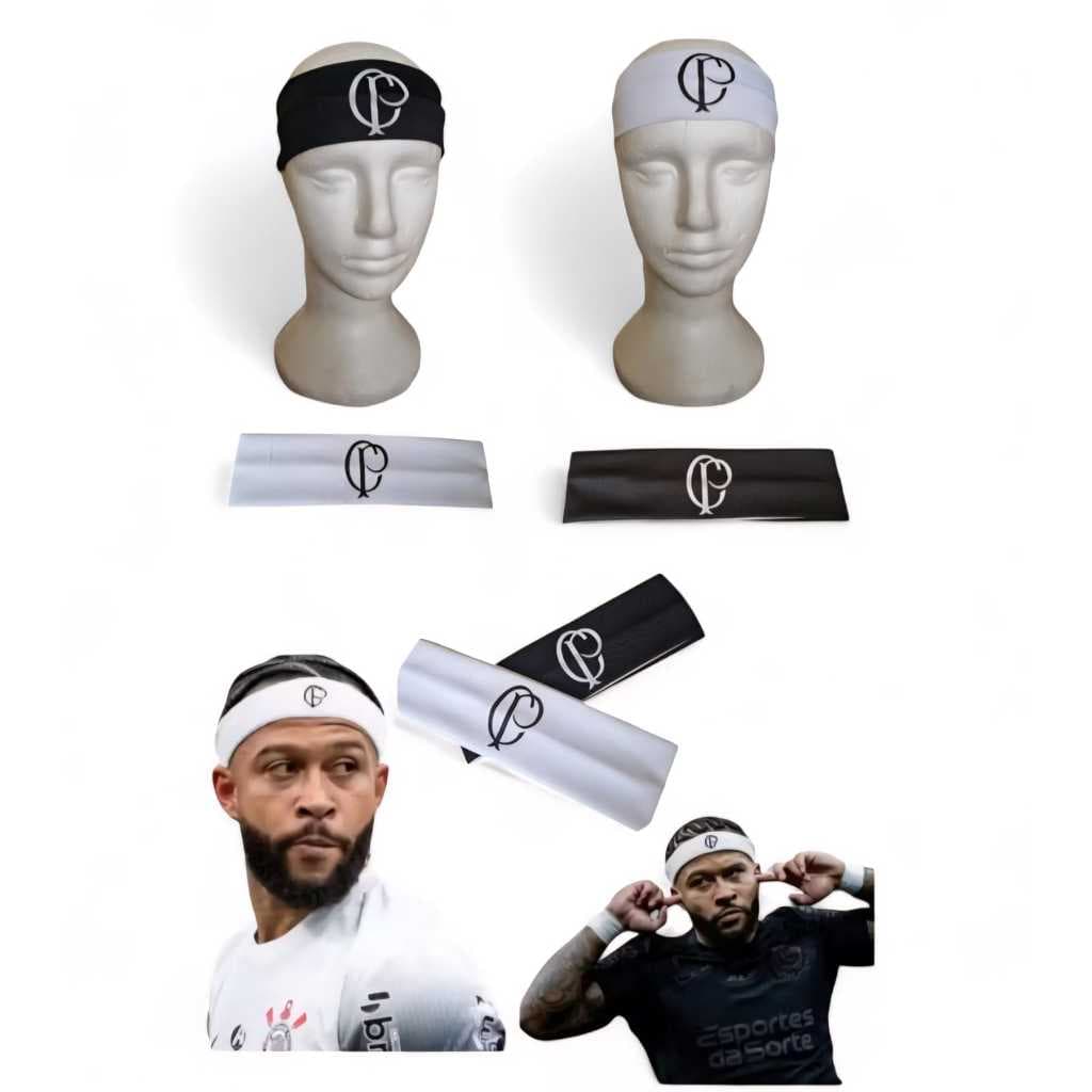 FAIXA DE CABEÇA CP, UNISSEX PRETO E BRANCO, FAIXA CORINTHIANS CP