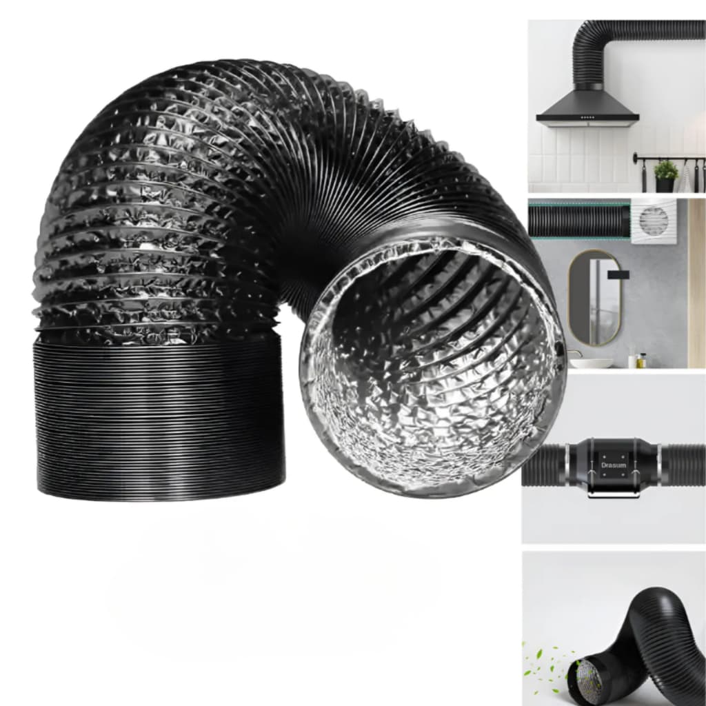 Duto Flexível Alumínio Preto Vários Tamanhos Cultivo Grow Coifa Exaustor