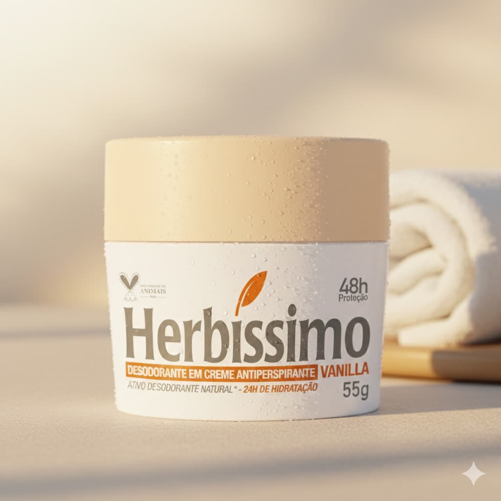 Desodorante Em Creme Antitranspirante Herbíssimo Vanilla 55g