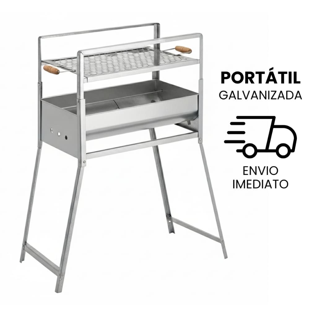 Churrasqueira A Carvão Portátil Grande Alta Espetinho Apartamento
