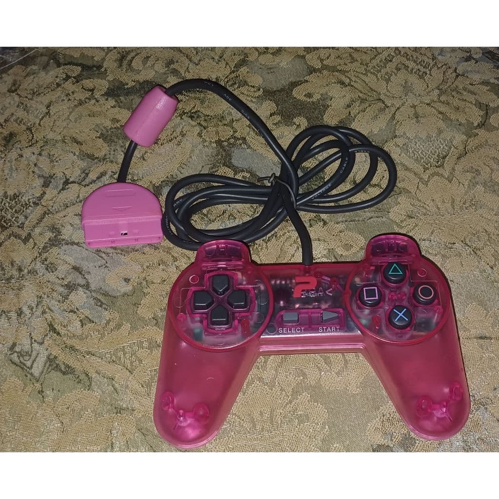 Controle de PS1 Playstation One Rosa Transparente Marca Players Novo